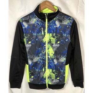 Reebok Boys Light Weight Athletic City Graphic Black & Neon Green Jacket Size L